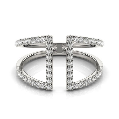 14k White Gold Open Style Dual Band Ring with Diamonds (1/2 cttw) by Bids.com