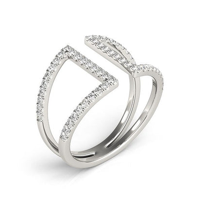 14k White Gold Open Style Dual Band Ring with Diamonds (1/2 cttw) by Bids.com