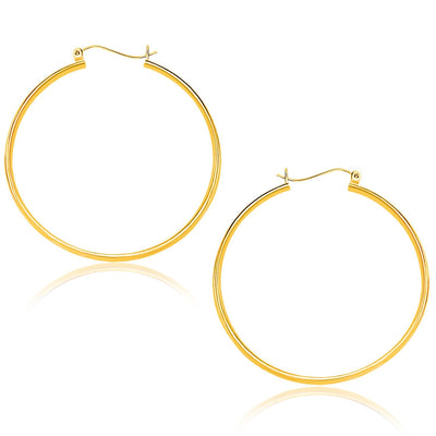10k Yellow Gold Polished Hoop Earrings (1.5x40mm) - earrings
