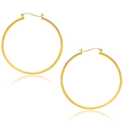 10k Yellow Gold Polished Hoop Earrings (40mm)  DestGlow