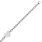 Sterling Silver Rhodium Plated Chain Bracelet with a Flat Heart Station (5.00 mm) - DestGlow