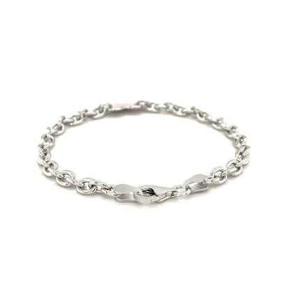 Sterling Silver Rhodium Plated Chain Bracelet with a Flat Heart Station by Bids.com