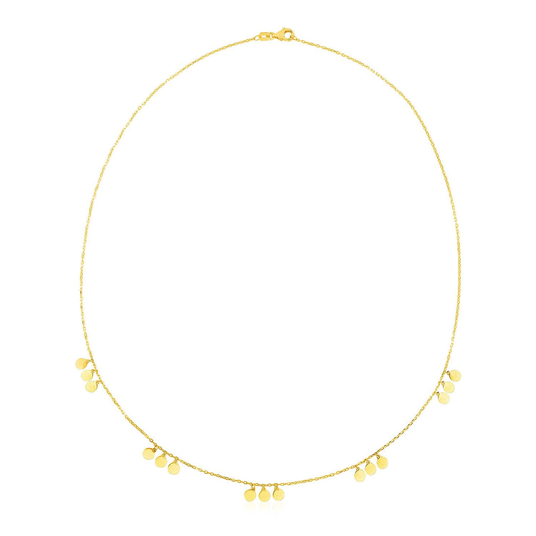 14k Yellow Gold Necklace with Circle Dangle Stations - earrings