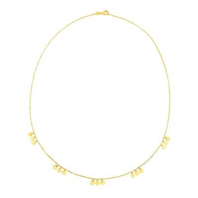 14k Yellow Gold Necklace with Circle Dangle Stations - earrings