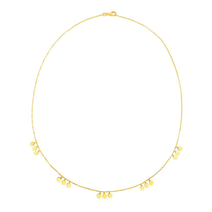 14k Yellow Gold Necklace with Circle Dangle Stations - earrings