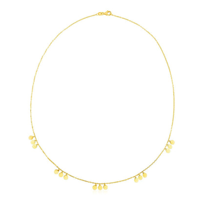 14k Yellow Gold Necklace with Circle Dangle Stations 