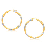 14k Two Tone Gold Polished Hoop Earrings (3x30mm) - earrings