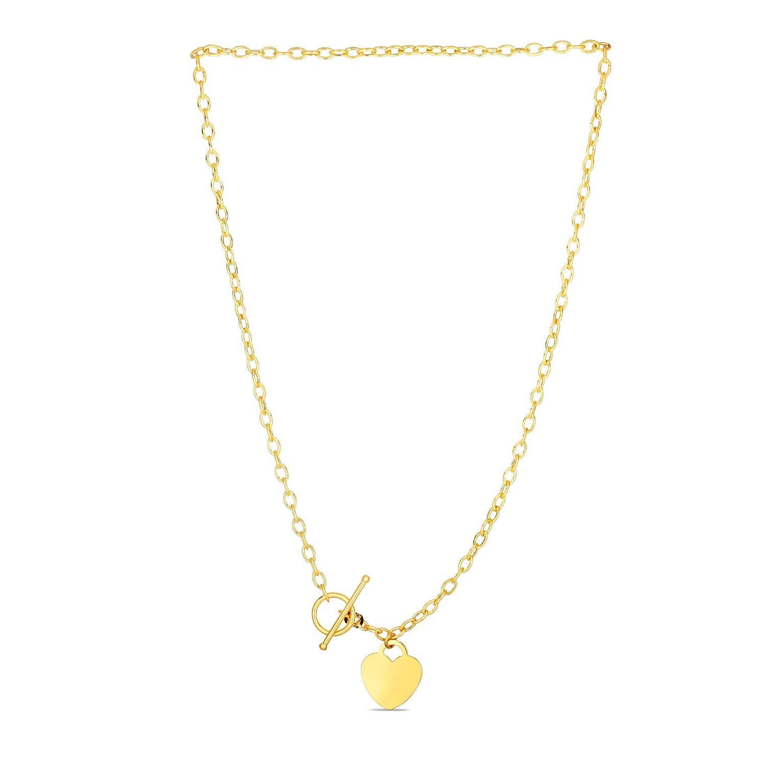 Toggle Necklace with Heart Charm in 14k Yellow Gold 