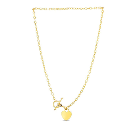 Toggle Necklace with Heart Charm in 14k Yellow Gold 