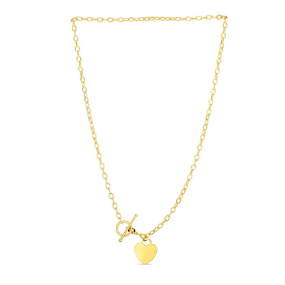 Toggle Necklace with Heart Charm in 14k Yellow Gold by Bids.com