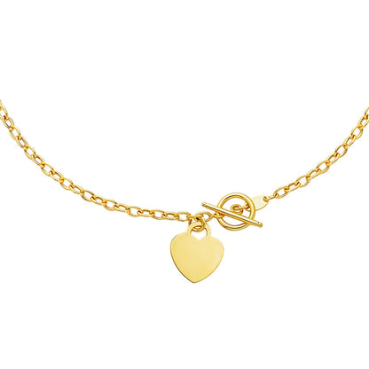 Toggle Necklace with Heart Charm in 14k Yellow Gold by Bids.com