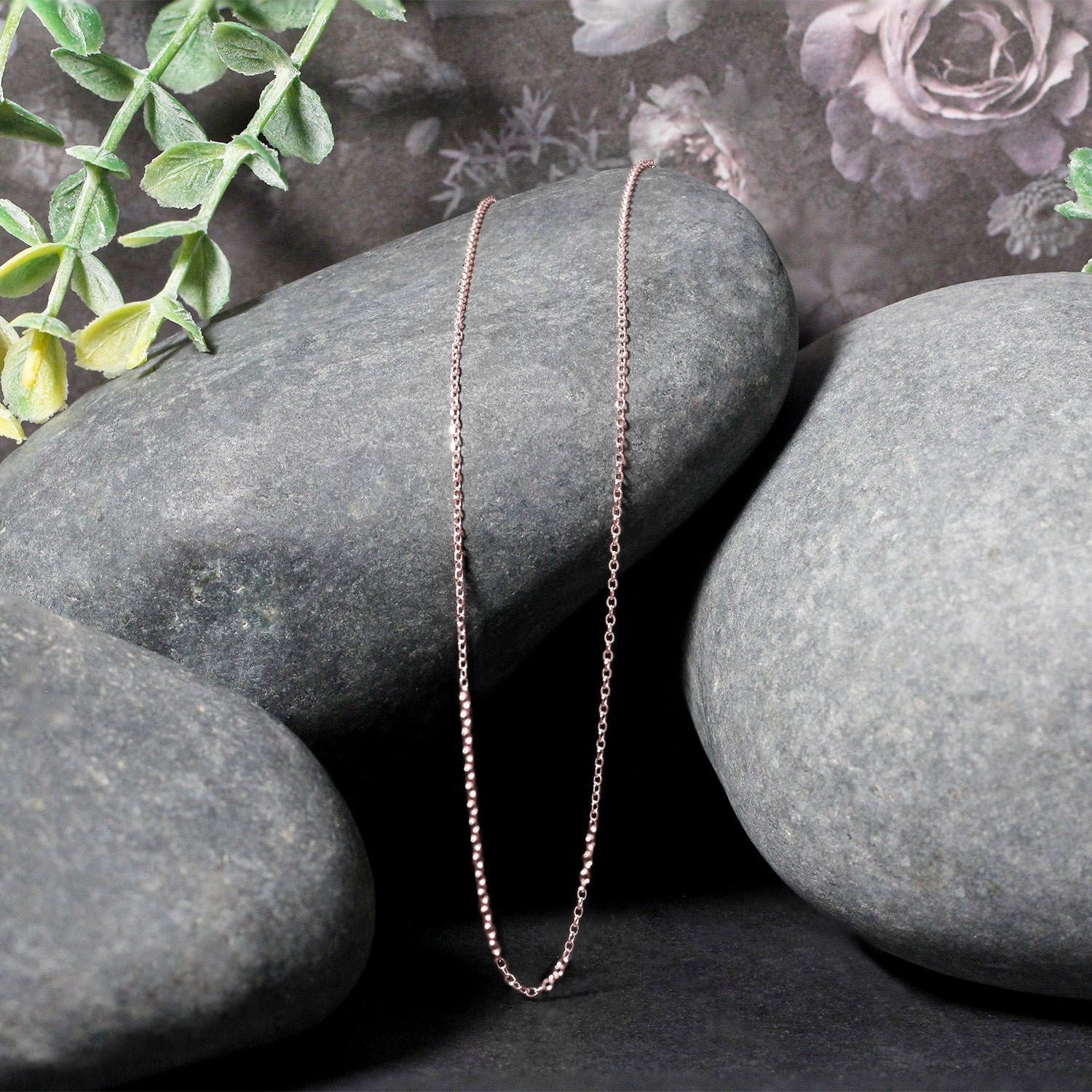 14k Pink Gold Diamond Cut Cable Link Chain 0.8mm by Bids.com