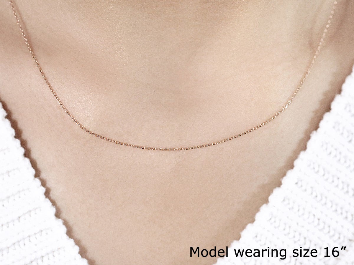 14k Pink Gold Diamond Cut Cable Link Chain (0.87 mm) 