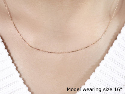 14k Pink Gold Diamond Cut Cable Link Chain (0.87 mm) 