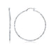 14k White Gold Diamond Cut Hoop Earrings (1 3/4 inch Diameter) 