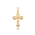 14k Two-Tone Gold Fancy Cross Pendant with Diamond Cuts - necklaces