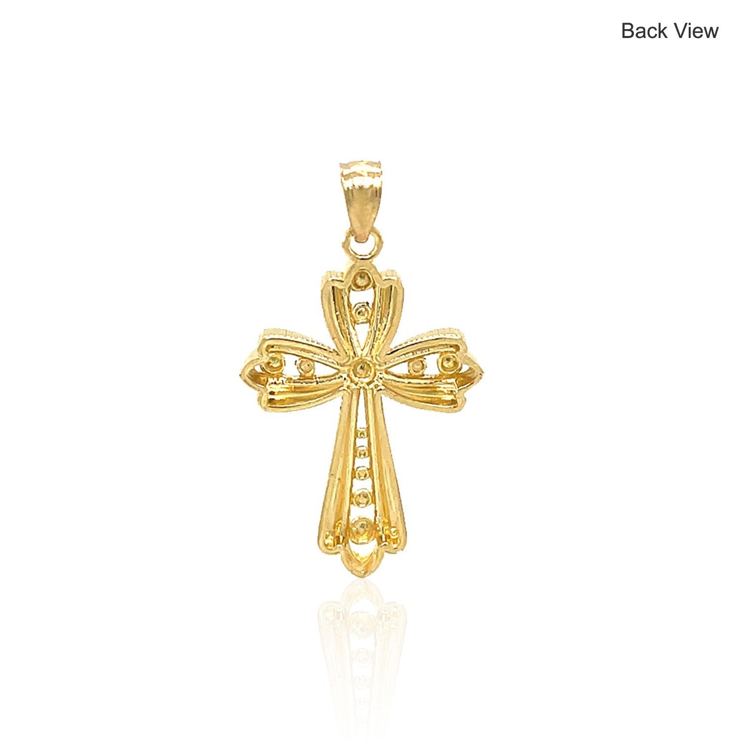 14k Two-Tone Gold Fancy Cross Pendant with Diamond Cuts - DestGlow