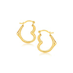 10k Yellow Gold Heart Hoop Earrings - earrings