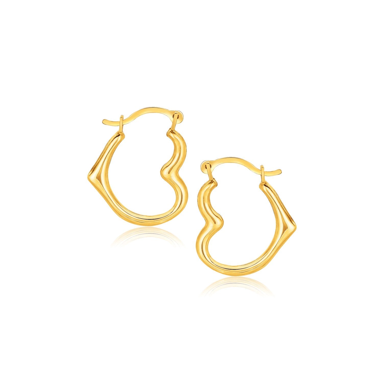 10k Yellow Gold Heart Hoop Earrings - earrings