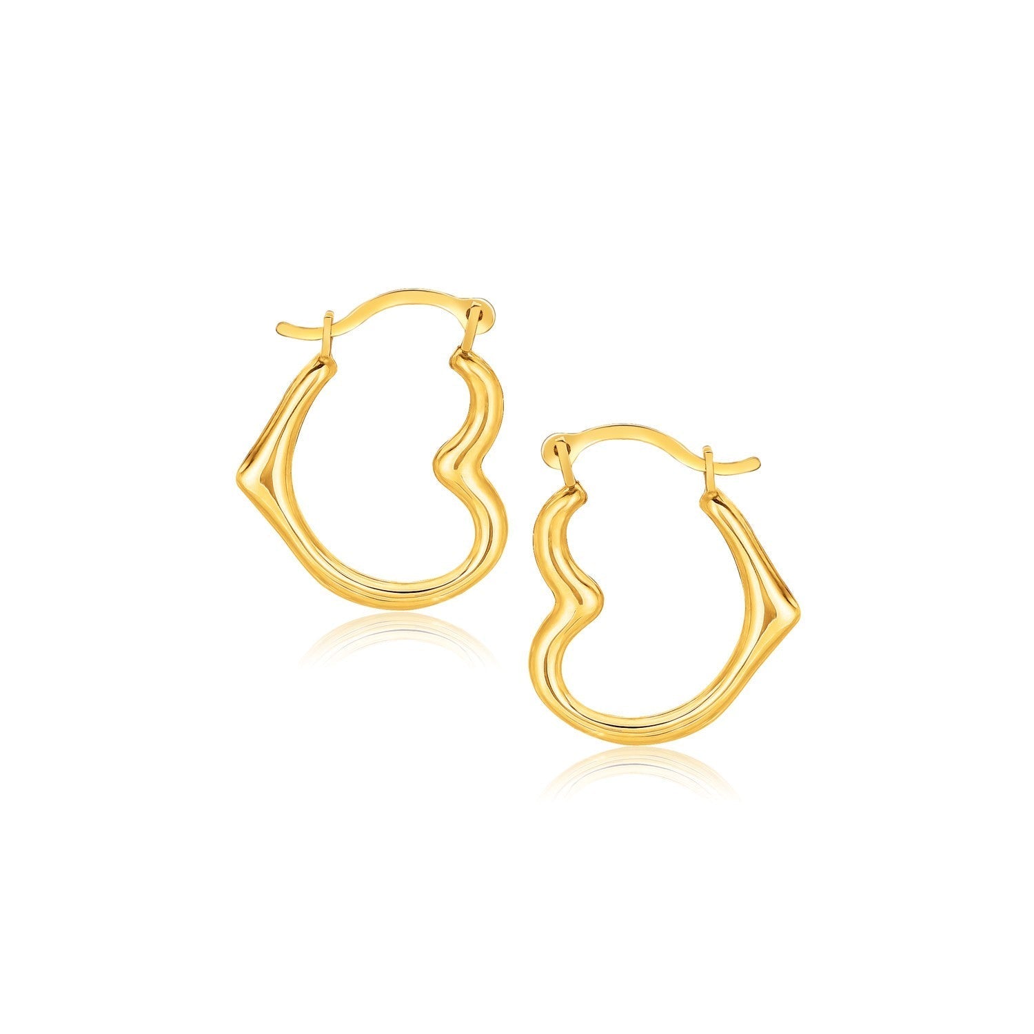 10k Yellow Gold Heart Hoop Earrings 