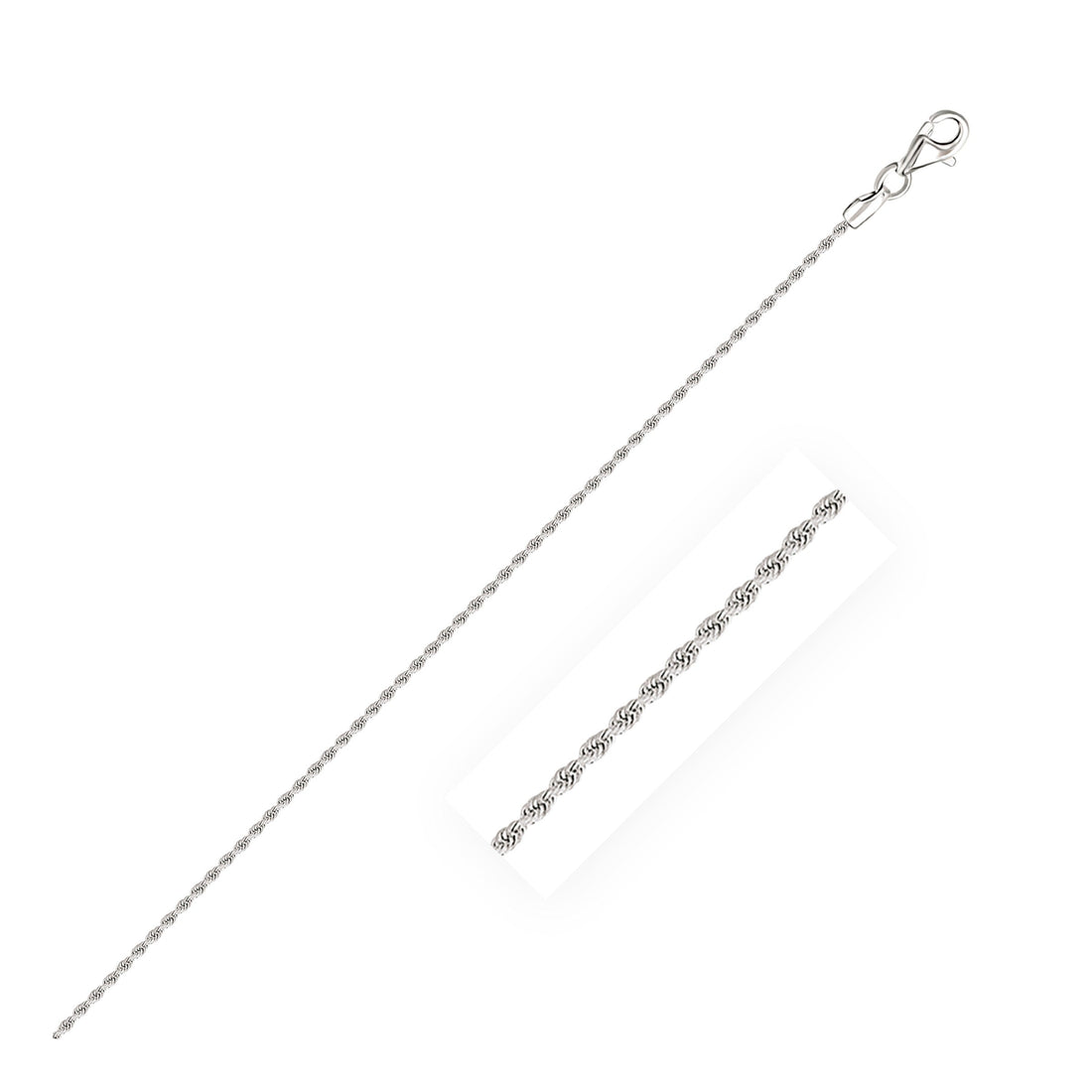 10k White Gold Solid Diamond Cut Rope Chain (1.60 mm) - necklaces