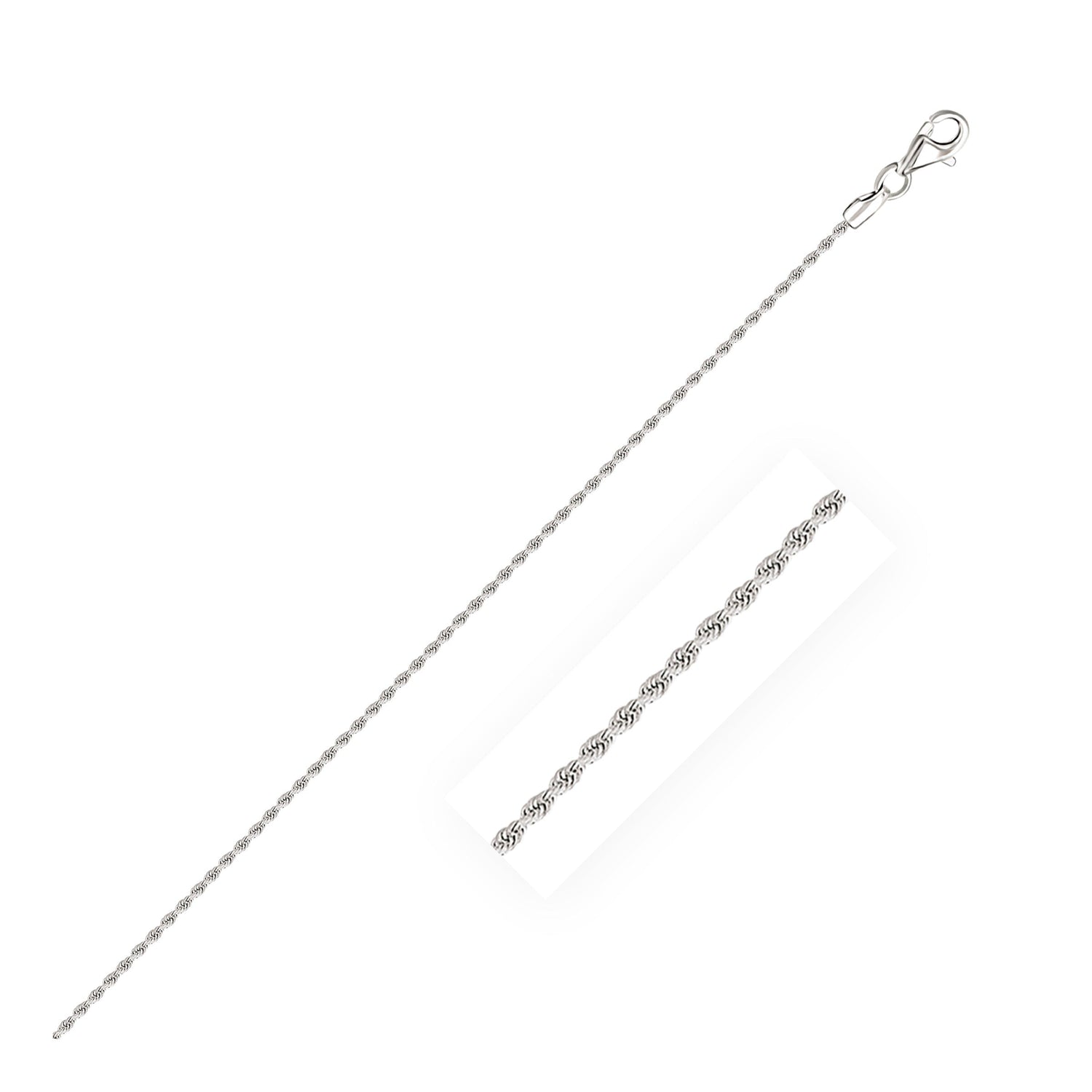 10k White Gold Solid Diamond Cut Rope Chain (1.60 mm) - necklaces