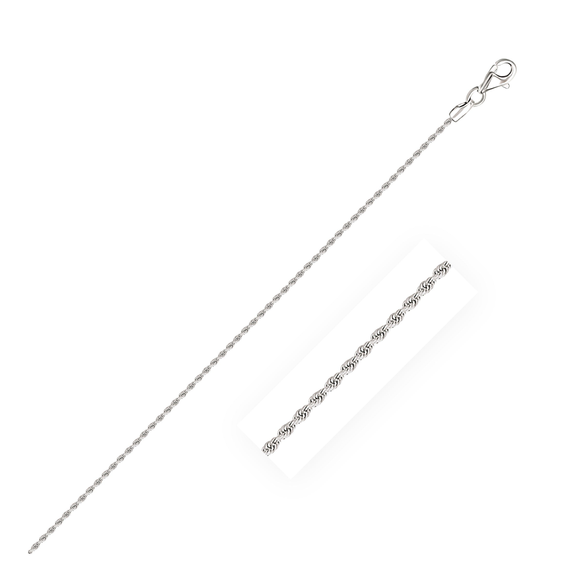 10k White Gold Solid Diamond Cut Rope Chain 1.5mm by Bids.com