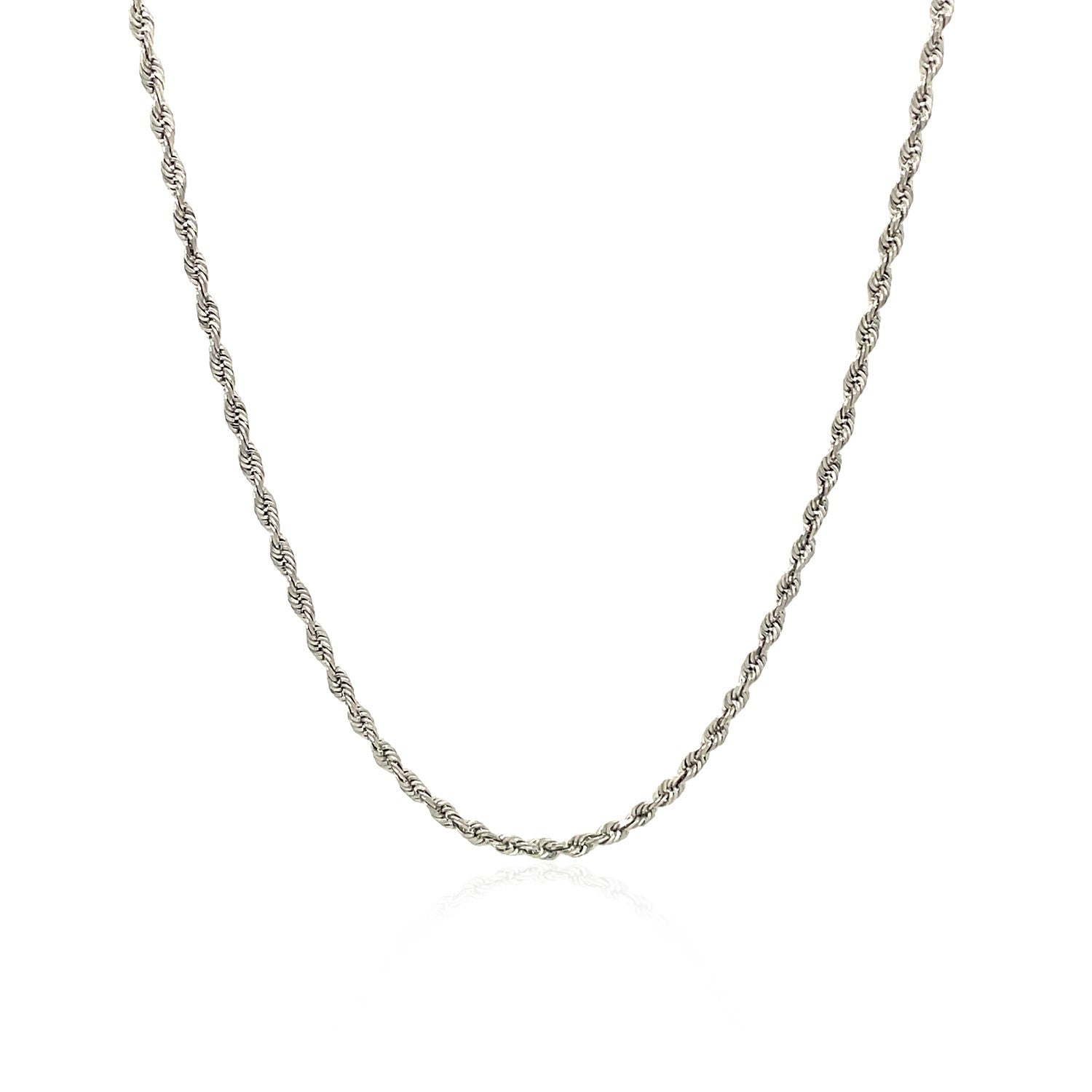 10k White Gold Solid Diamond Cut Rope Chain 1.5mm by Bids.com