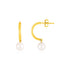 14k Yellow Gold Half Hoop Earrings with Pearls 