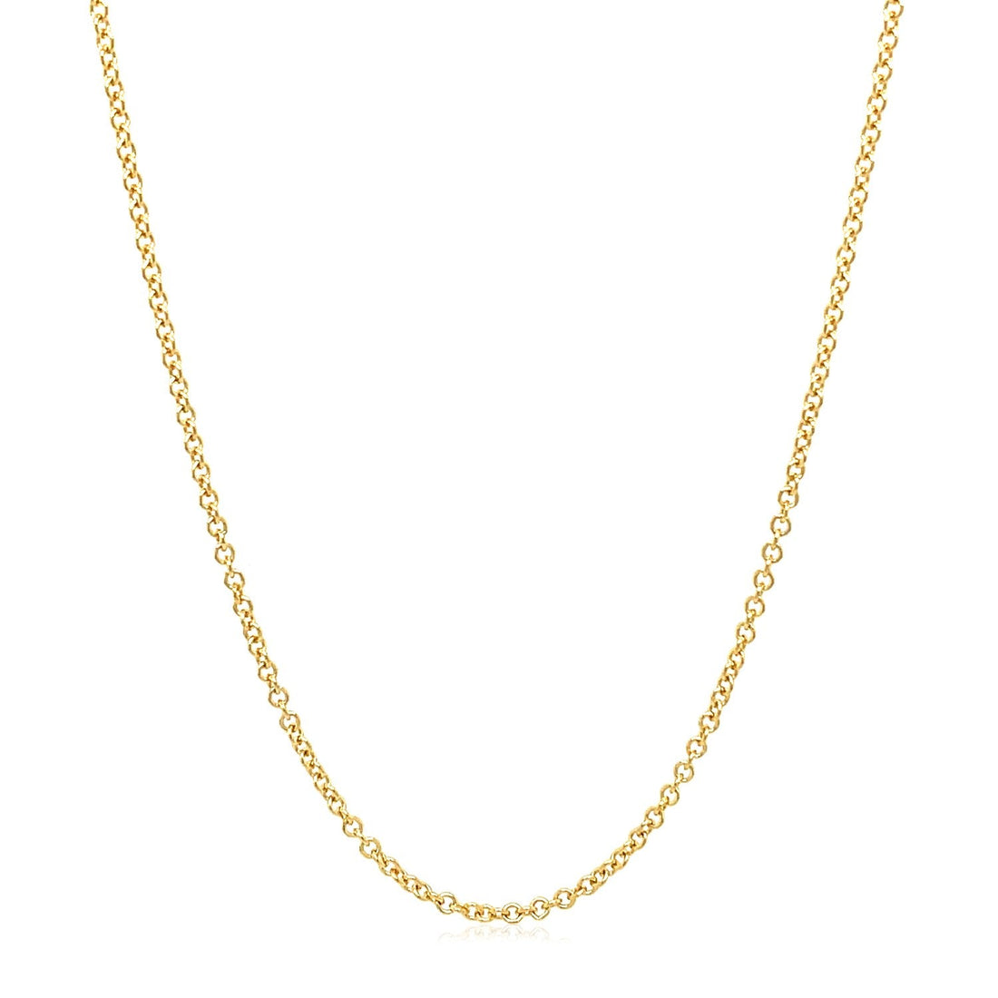 14k Yellow Gold Round Cable Link Chain (1.50 mm) - DestGlow