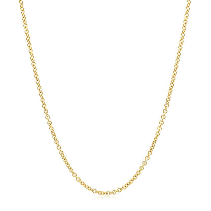 14k Yellow Gold Round Cable Link Chain 1.5mm  DestGlow