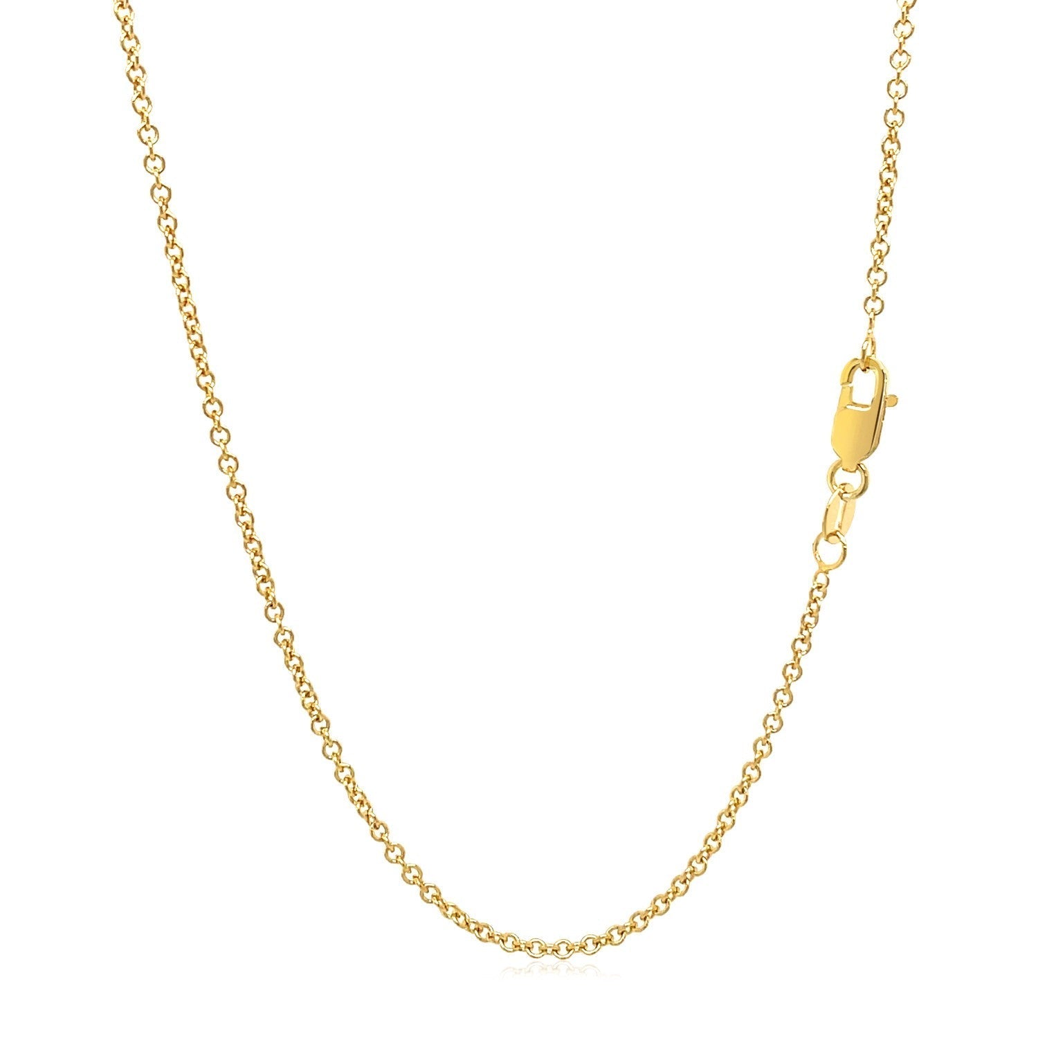 14k Yellow Gold Round Cable Link Chain 1.5mm  DestGlow