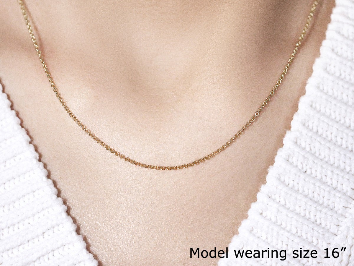 14k Yellow Gold Round Cable Link Chain 1.5mm  DestGlow