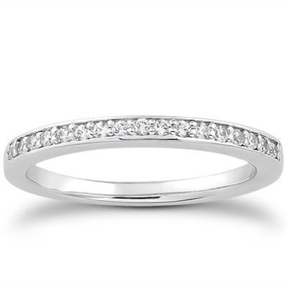 14k White Gold Micro-pave Flat Sided Diamond Wedding Ring Band by Bids.com