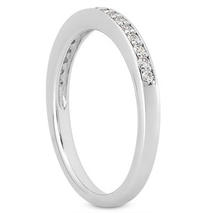 14k White Gold Micro-pave Flat Sided Diamond Wedding Ring Band by Bids.com