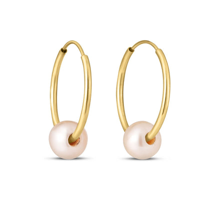 14k Yellow Gold Round Endless Pearl Earring(1x14mm) - DestGlow
