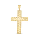 14k Yellow Gold High Polish Diamond Cut Cross Pendant - necklaces