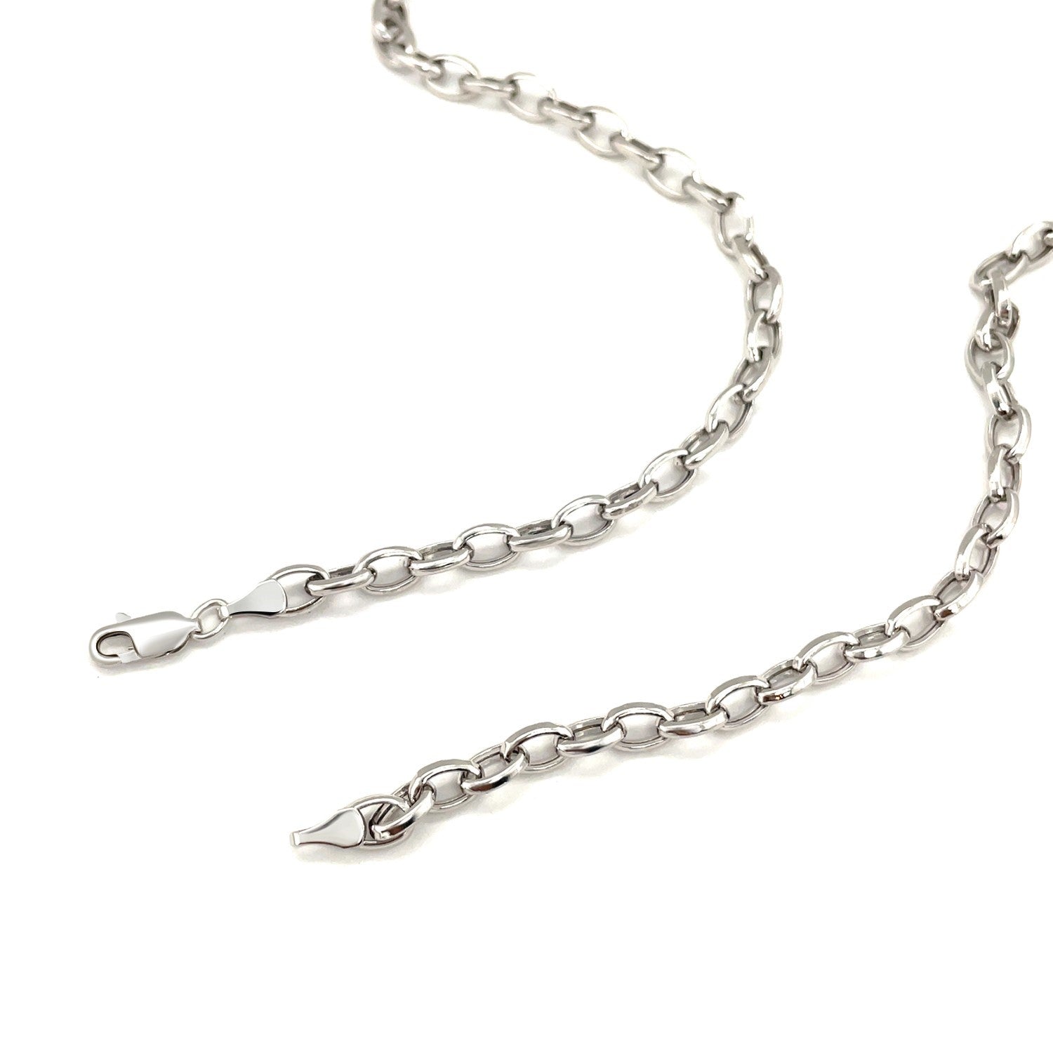 4.6mm 14k White Gold Oval Rolo Chain by Bids.com