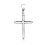 14k White Gold Slim Cross with Tapered Ends Pendant - necklaces