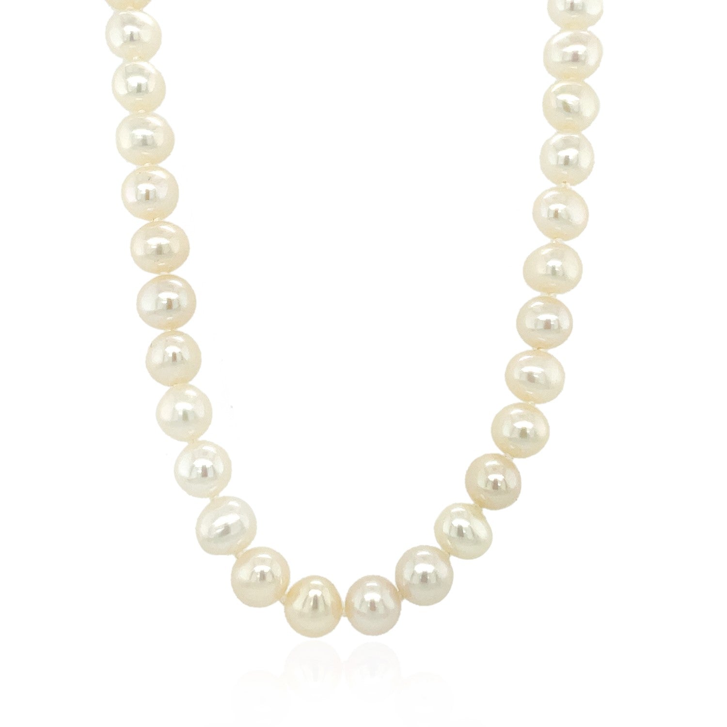 14k Yellow Gold Necklace with White Freshwater Cultured Pearls (6.0mm to 6.5mm) by Bids.com