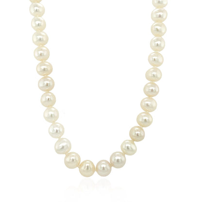 14k Yellow Gold Necklace with White Freshwater Cultured Pearls (6.0mm to 6.5mm) by Bids.com