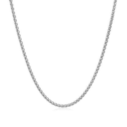 14k White Gold Round Wheat Chain 1.5mm by Bids.com