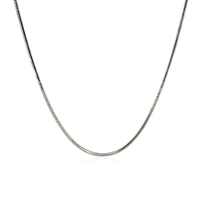 Rhodium Plated 1.2mm Sterling Silver Snake Style Chain - DestGlow