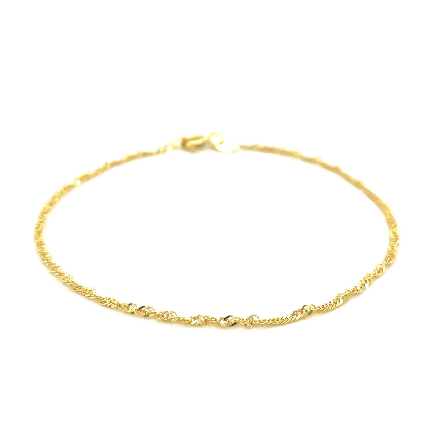 10k Yellow Gold Singapore Anklet 1.5mm - DestGlow