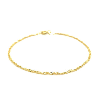 10k Yellow Gold Singapore Anklet 1.5mm - DestGlow