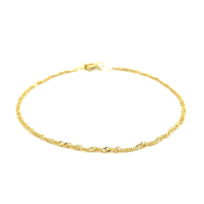 10k Yellow Gold Singapore Anklet 1.5mm  DestGlow