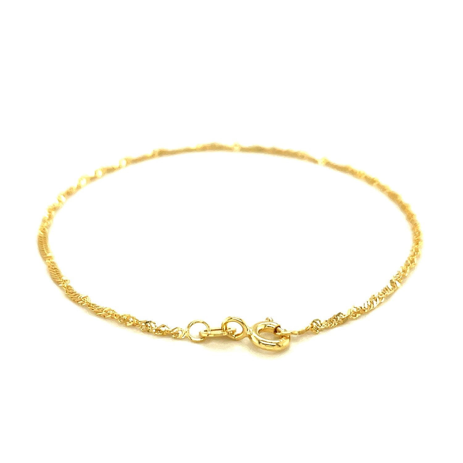 10k Yellow Gold Singapore Anklet 1.5mm - DestGlow