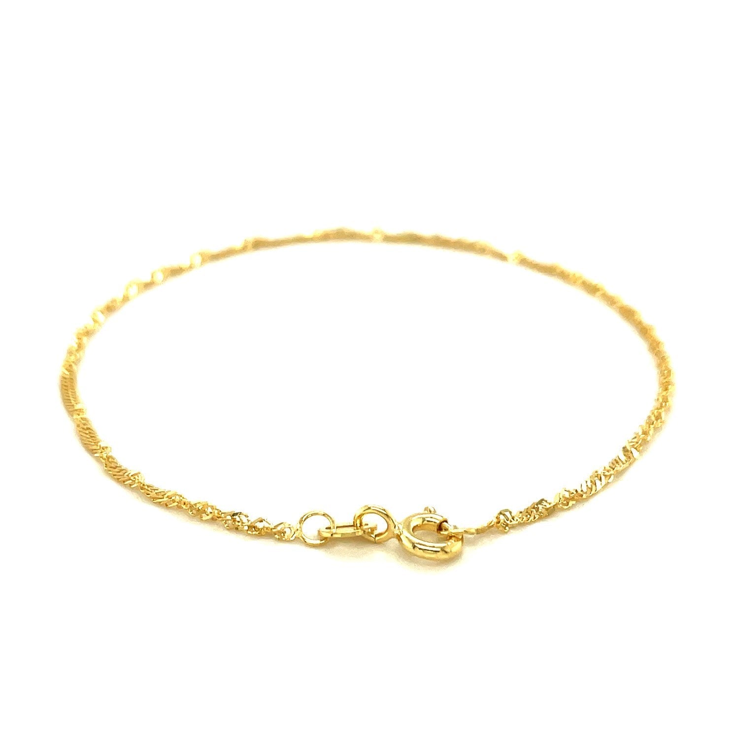 10k Yellow Gold Singapore Anklet 1.5mm  DestGlow