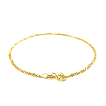 10k Yellow Gold Singapore Anklet 1.5mm  DestGlow