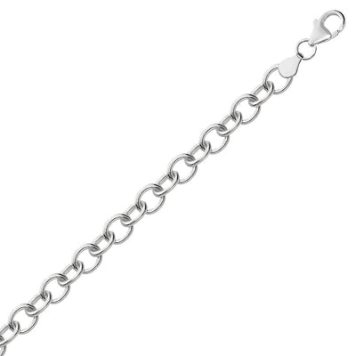 Sterling Silver Rhodium Plated Fancy Charm Bracelet (6.70 mm) - DestGlow
